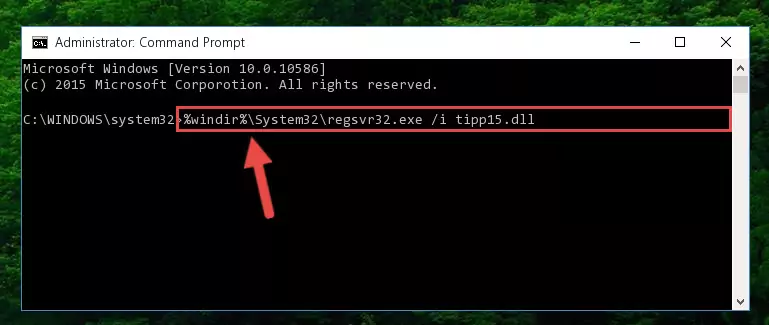 Deleting the Tipp15.dll library's problematic registry in the Windows Registry Editor