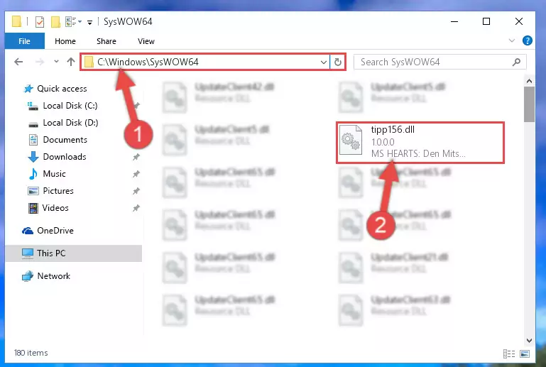 Pasting the Tipp156.dll file into the Windows/sysWOW64 folder