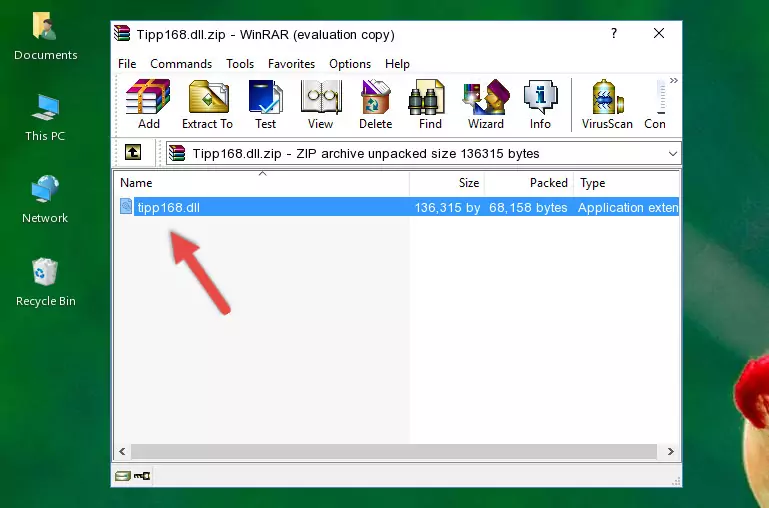 Pasting the Tipp168.dll file into the software's file folder