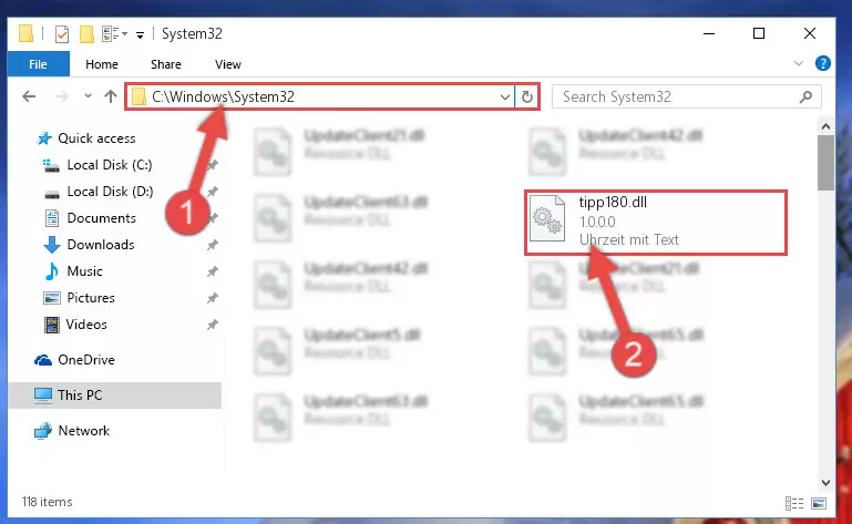 Pasting the Tipp180.dll file into the Windows/sysWOW64 folder