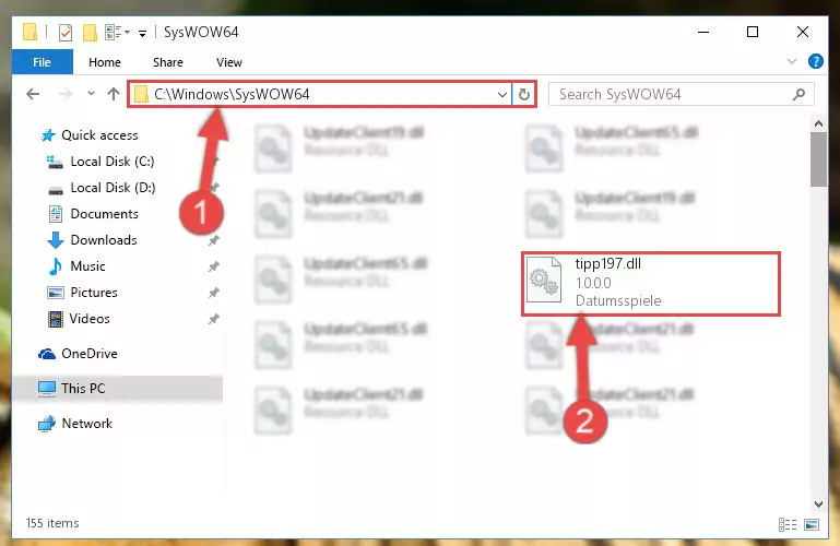 Pasting the Tipp197.dll file into the Windows/sysWOW64 folder
