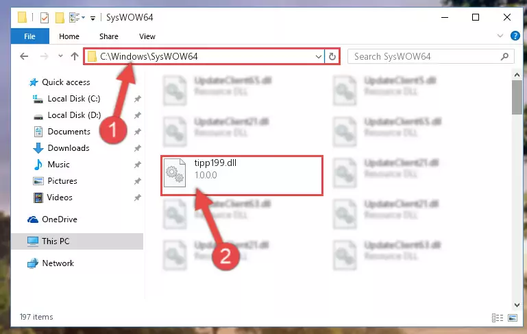 Pasting the Tipp199.dll library into the Windows/sysWOW64 directory