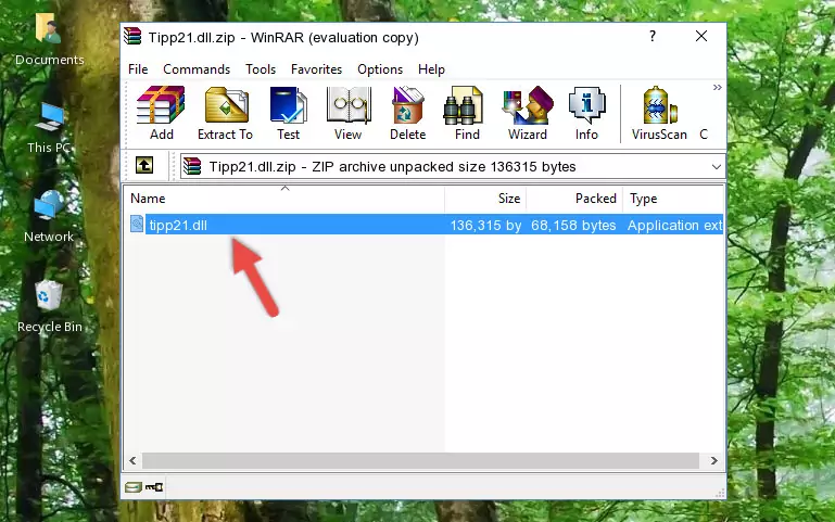 Copying the Tipp21.dll file into the file folder of the software.