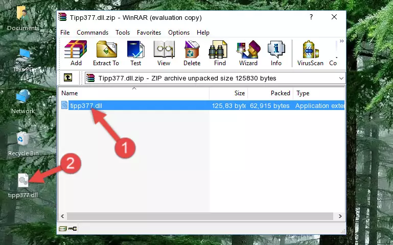 Pasting the Tipp377.dll file into the software's file folder