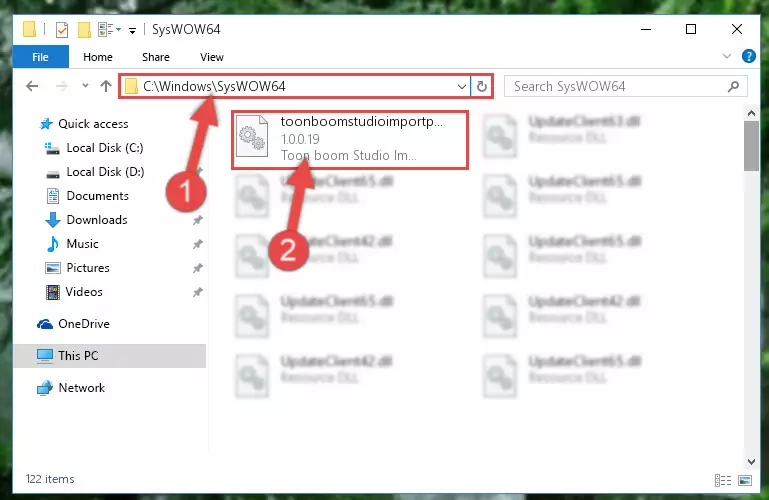 Pasting the Toonboomstudioimportplugin.dll library into the Windows/sysWOW64 directory