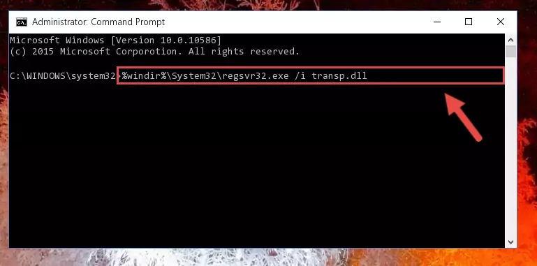 Reregistering the Transp.dll file in the system (for 64 Bit)