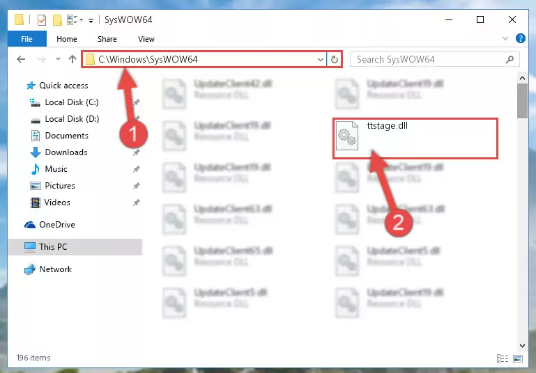 Extracting the Ttstage.dll library to the desktop