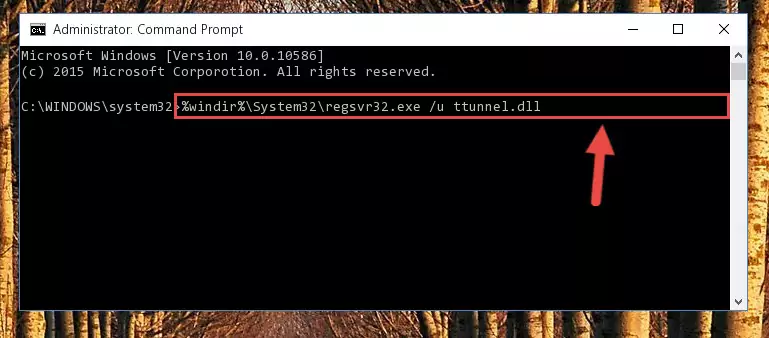 Reregistering the Ttunnel.dll file in the system