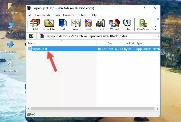 Copying the Twpopup.dll file into the software's file folder