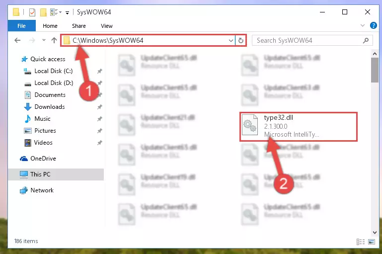 Extracting the Type32.dll library to the desktop