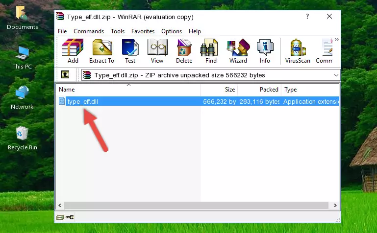 Copying the Type_eff.dll file into the software's file folder