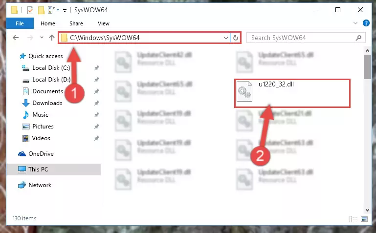 Pasting the U1220_32.dll file into the Windows/sysWOW64 folder