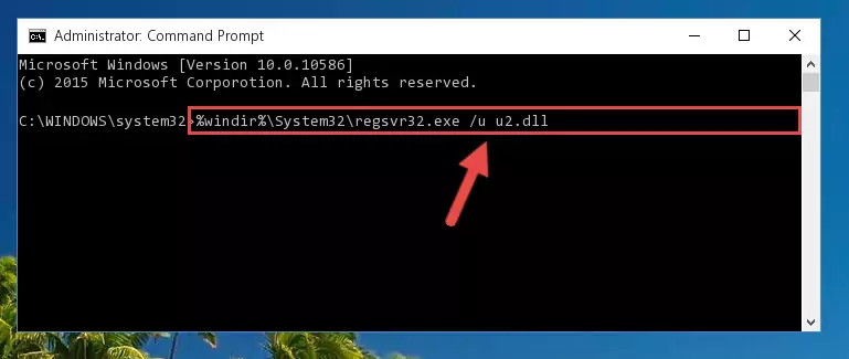 Reregistering the U2.dll file in the system