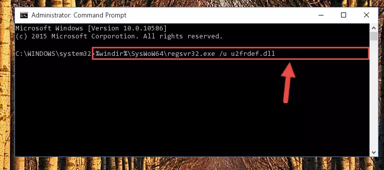 Reregistering the U2frdef.dll file in the system (for 64 Bit)