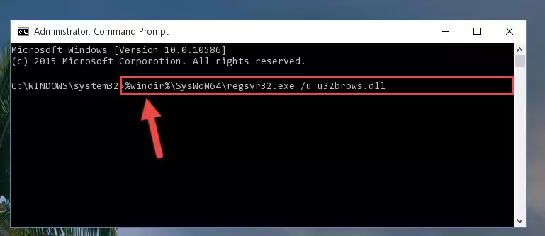 Creating a new registry for the U32brows.dll file in the Windows Registry Editor