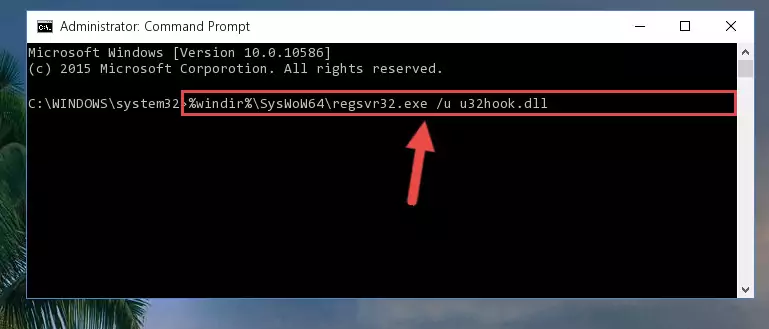 Creating a new registry for the U32hook.dll library in the Windows Registry Editor