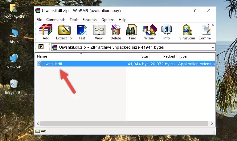Copying the Uiwshkit.dll file into the software's file folder