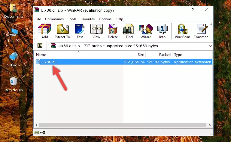 Copying the Uix86.dll file into the software's file folder