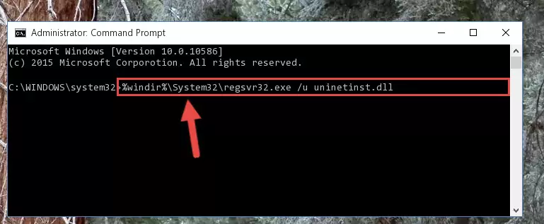 Reregistering the Uninetinst.dll file in the system