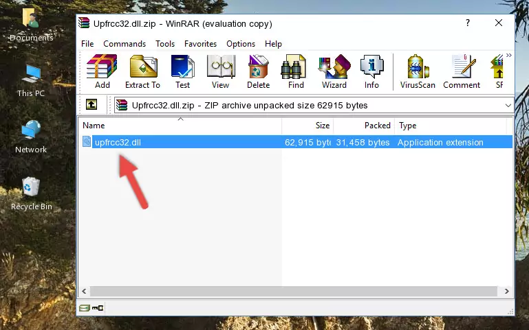 Copying the Upfrcc32.dll file into the file folder of the software.