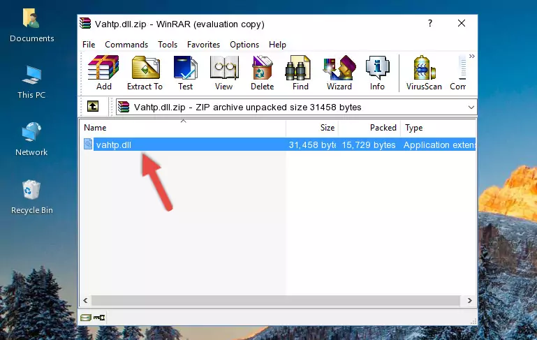 Copying the Vahtp.dll file into the file folder of the software.