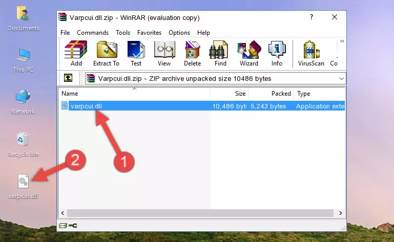 Copying the Varpcui.dll file into the file folder of the software.