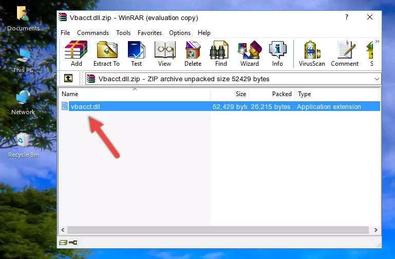 Copying the Vbacct.dll file into the software's file folder