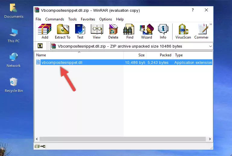 Copying the Vbcompositesnippet.dll file into the software's file folder