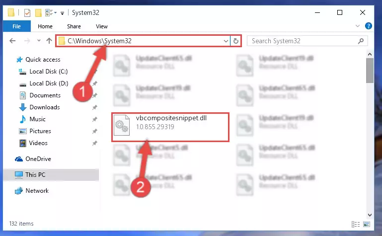 Pasting the Vbcompositesnippet.dll file into the Windows/sysWOW64 folder