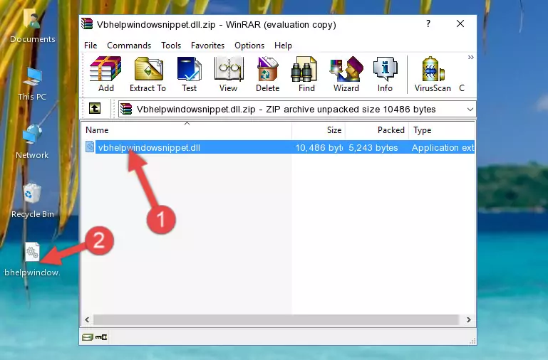 Pasting the Vbhelpwindowsnippet.dll file into the software's file folder