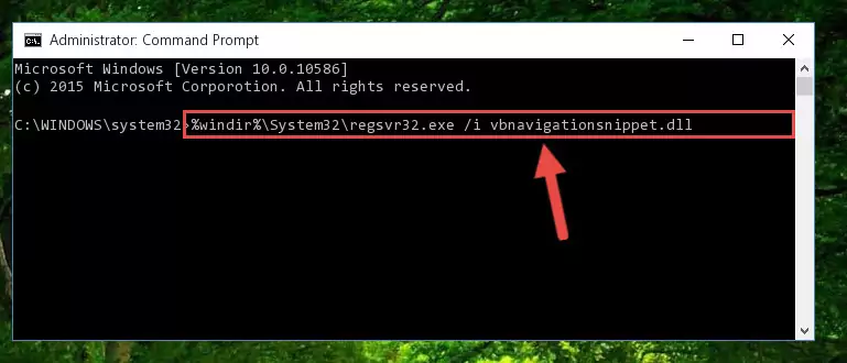 Cleaning the problematic registry of the Vbnavigationsnippet.dll library from the Windows Registry Editor