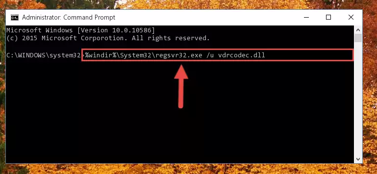 Extracting the Vdrcodec.dll file from the .zip file