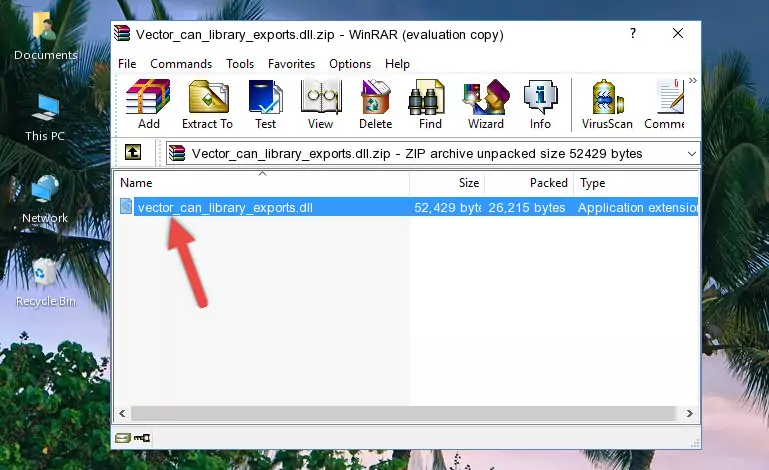Pasting the Vector_can_library_exports.dll library into the program's installation directory