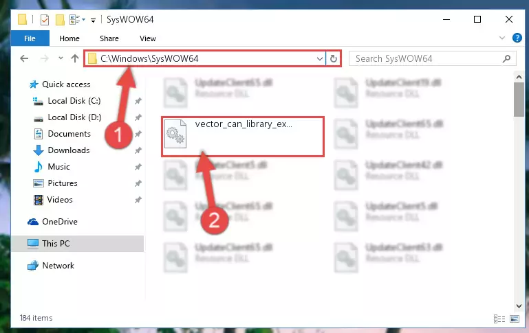 Extracting the Vector_can_library_exports.dll library to the desktop