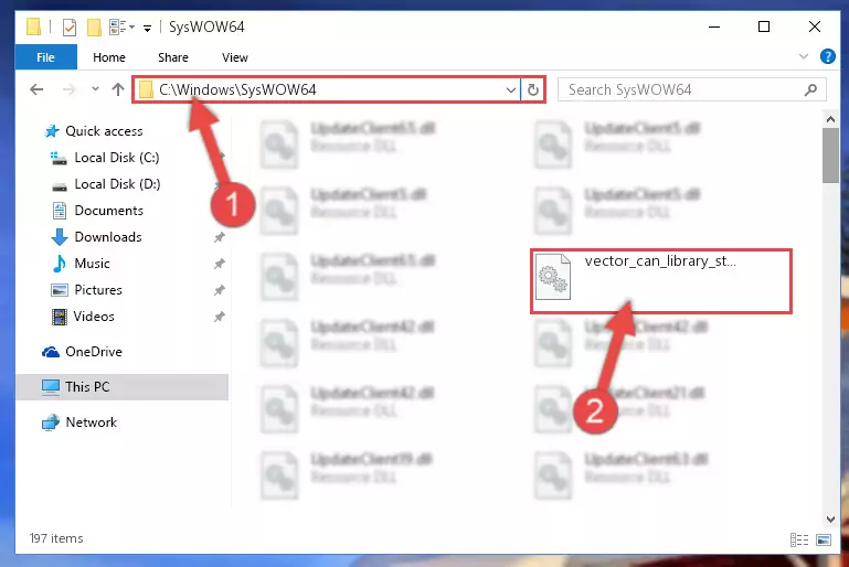 Copying the Vector_can_library_standalone.dll library to the Windows/sysWOW64 directory