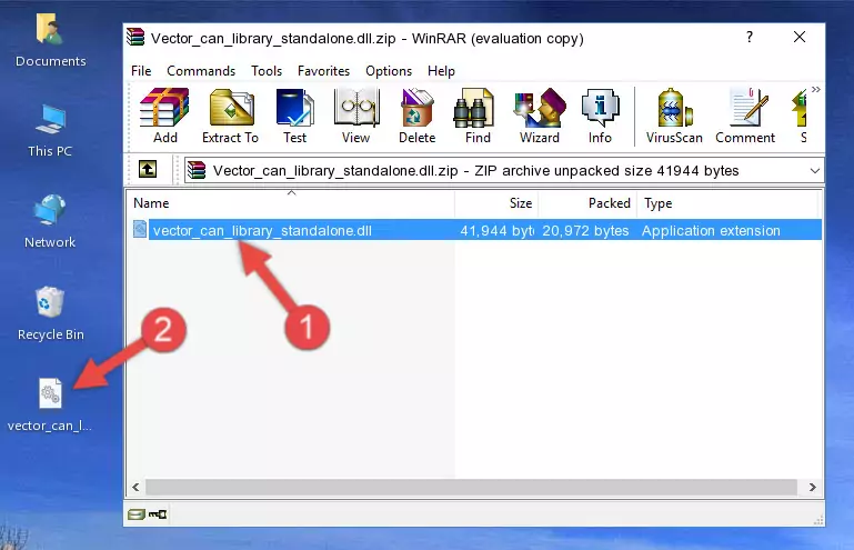 Copying the Vector_can_library_standalone.dll library into the installation directory of the program.