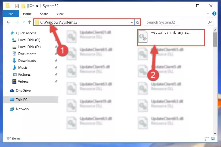 Pasting the Vector_can_library_standalone.dll library into the Windows/System32 directory