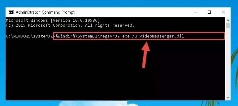 Reregistering the Videomessenger.dll file in the system
