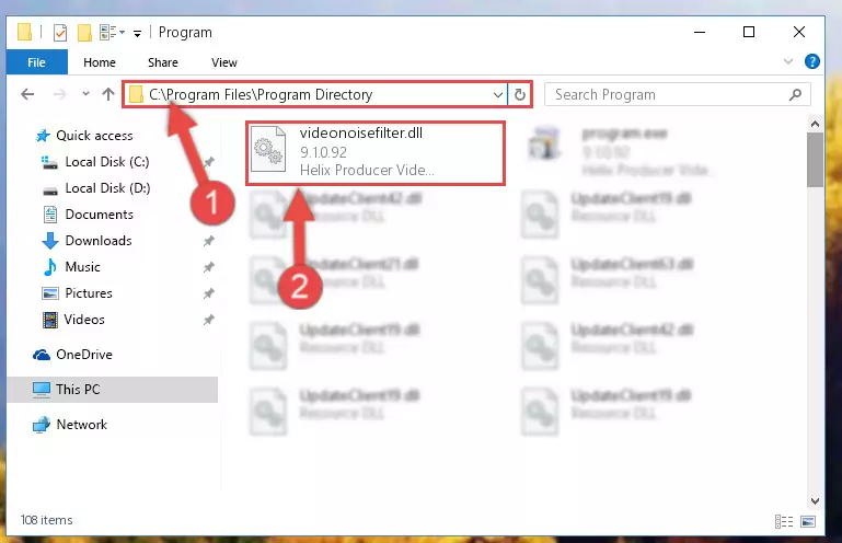 Choosing the Videonoisefilter.dll library