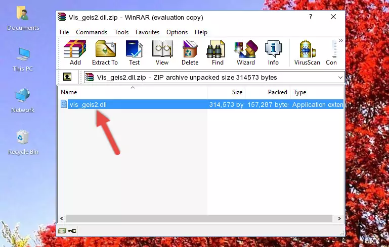 Copying the Vis_geis2.dll file into the file folder of the software.