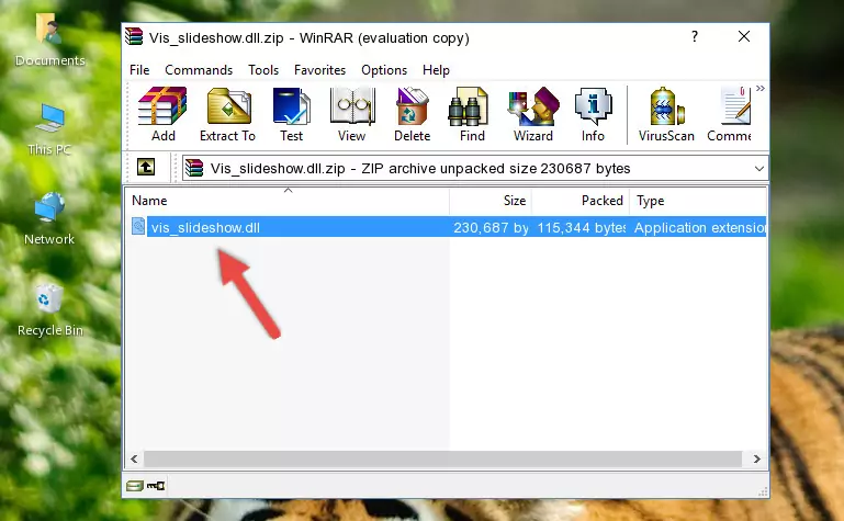 Copying the Vis_slideshow.dll library into the installation directory of the program.