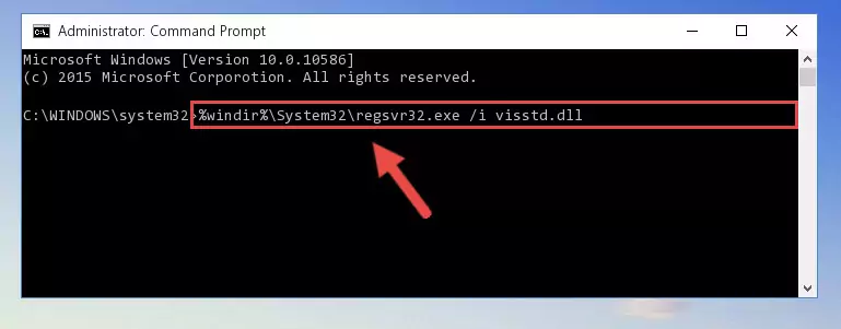 Deleting the Visstd.dll library's problematic registry in the Windows Registry Editor