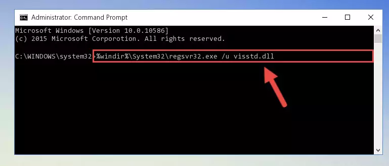 Creating a new registry for the Visstd.dll library in the Windows Registry Editor