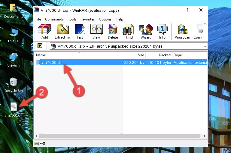 Pasting the Vm7000.dll file into the software's file folder