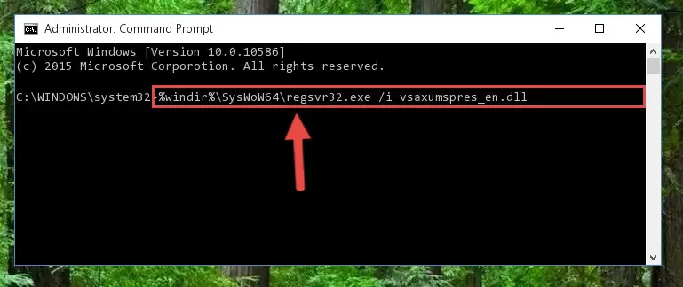 Uninstalling the damaged Vsaxumspres_en.dll library's registry from the system (for 64 Bit)