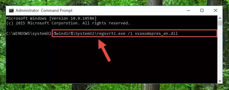 Deleting the Vsaxumspres_en.dll library's problematic registry in the Windows Registry Editor