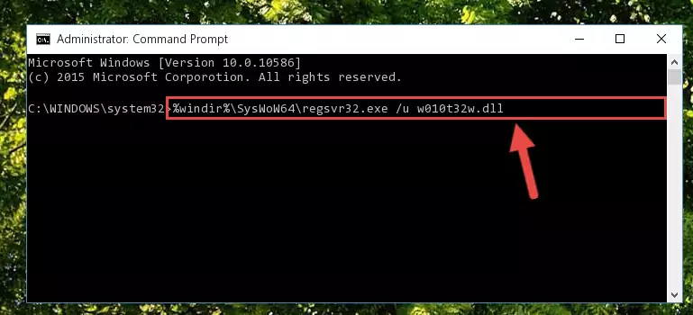 Reregistering the W010t32w.dll file in the system (for 64 Bit)