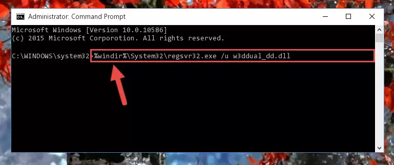 Reregistering the W3ddual_dd.dll file in the system