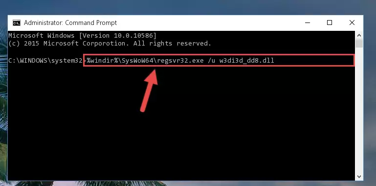 Reregistering the W3di3d_dd8.dll file in the system (for 64 Bit)