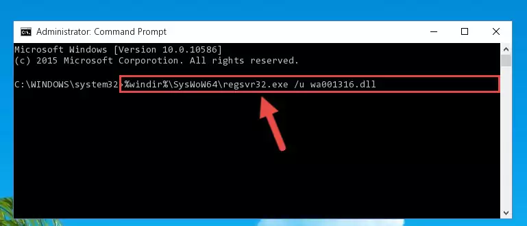 Reregistering the Wa001316.dll file in the system (for 64 Bit)